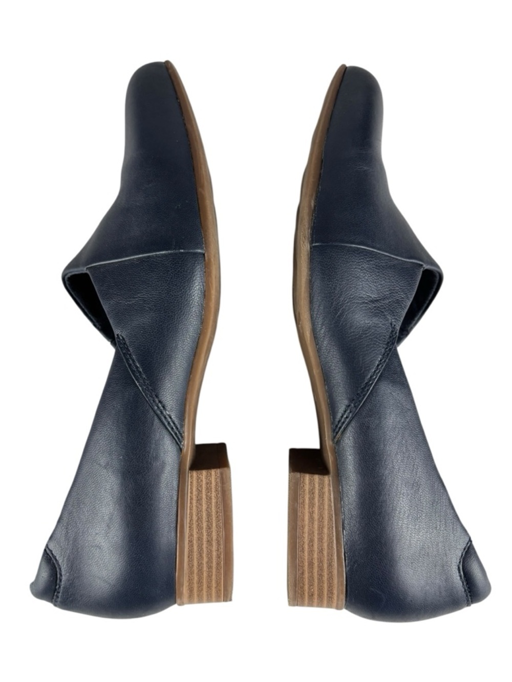 COLLECTIONS BY CLARKS JULIET PALM NAVY LEATHER ROUND TOE SLIP ON HEELS 8 WIDE - Picture 7 of 13